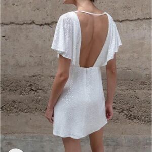 Jenny Yoo White Sequin Dress